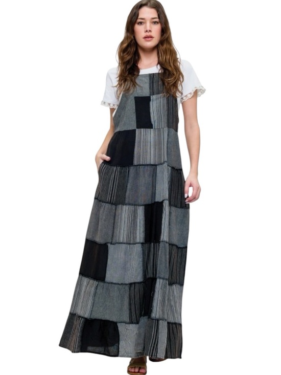 Yak N Yeti Dresses & Skirts - 840:  YAK & YETI NWT PATCHWORK BIB DRESS CHARCOAL (H6) 26445